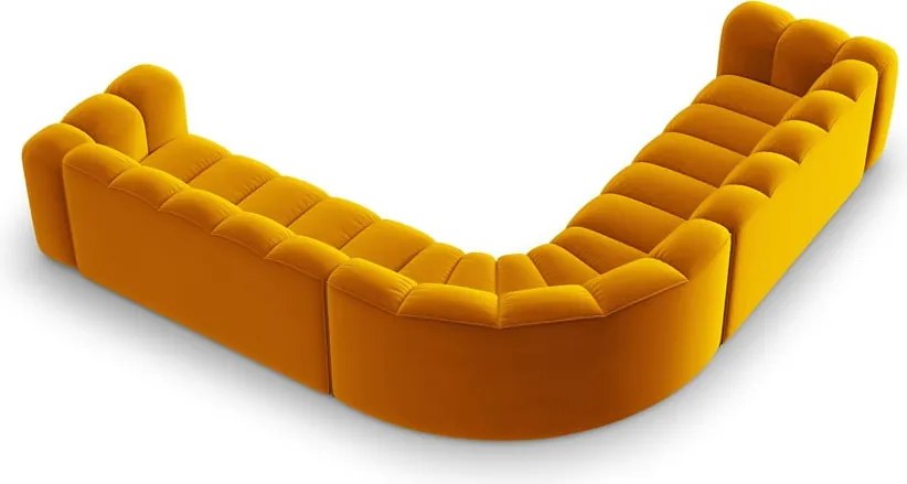 Divano angolare componibile giallo con rivestimento in velluto Lupine – Micadoni