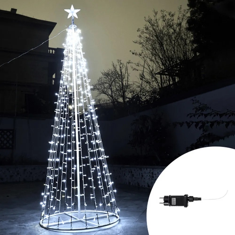 Albero luminoso a cono da 480 Led altezza 2 metri Bianco Freddo fisso e intermittente Wisdom