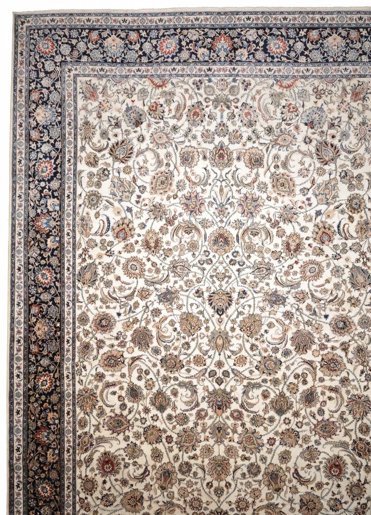 Mashad Tappeto 400x600 Beige (Iran) Annodato A Mano
