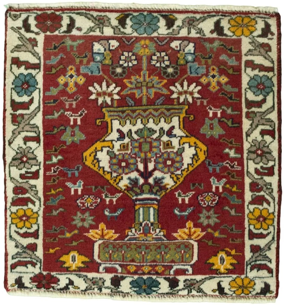 Shiraz Tappeto 60x60 Rosso (Iran) Annodato A Mano