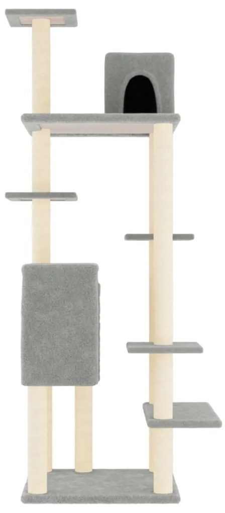 Albero per gatti con tiragraffi in sisal grigio chiaro 154 cm
