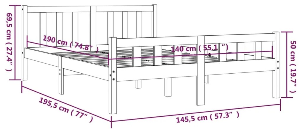 Giroletto Nero in Legno Massello 140x190 cm