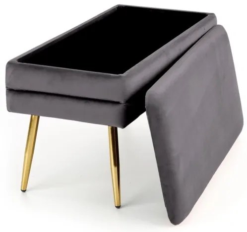 Panca trapuntata con contenitore VELVA 37x78 cm grigio/oro