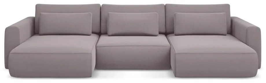 Divano angolare lavanda allungabile/con contenitore (a U) con rivestimento in velluto Kapua – Makamii