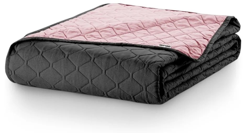 Copriletto in microfibra double-face rosa e nero, 260 x 280 cm Axel - DecoKing