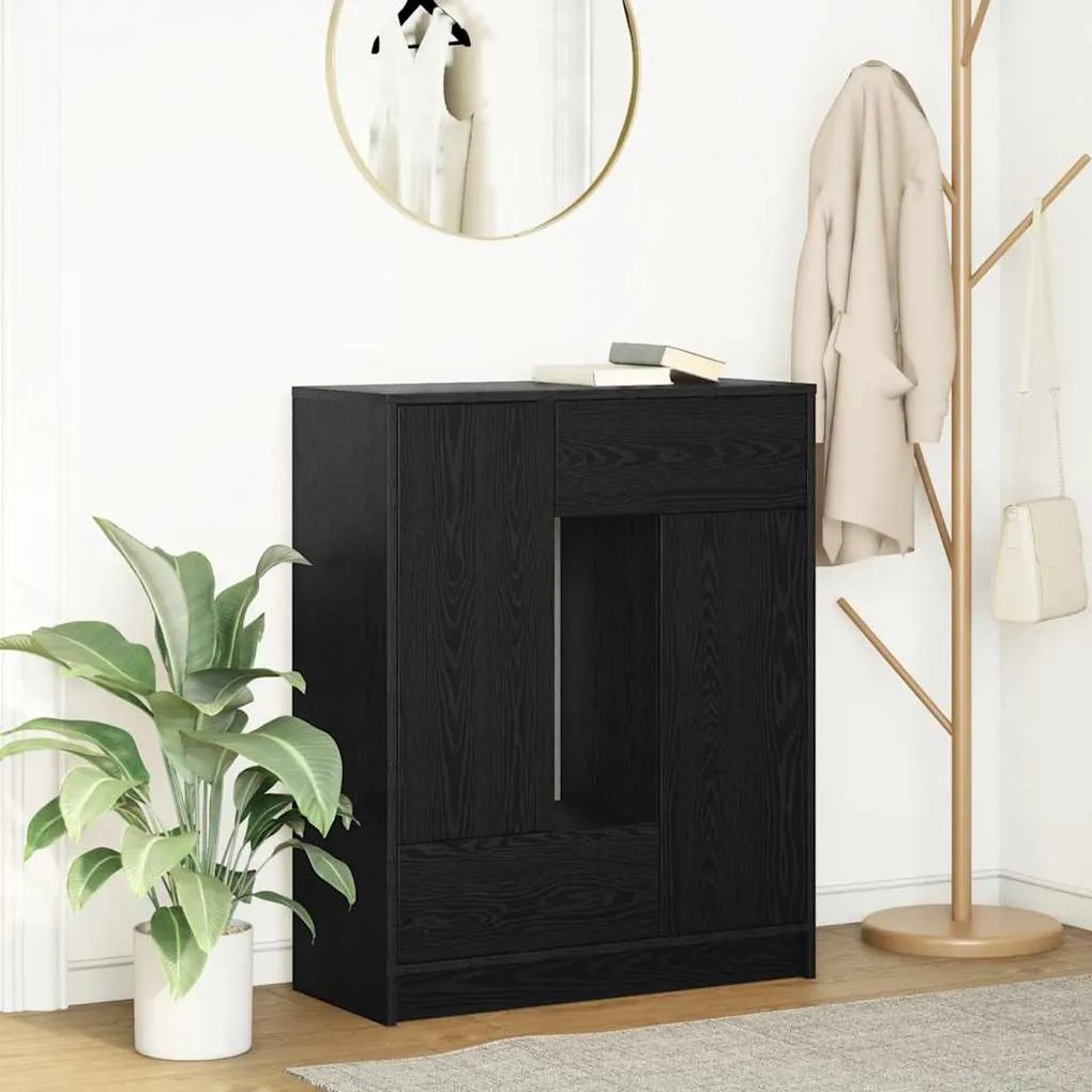 Credenza Con Cassetti E Ante Rovere Nero 73x31x90 Cm /