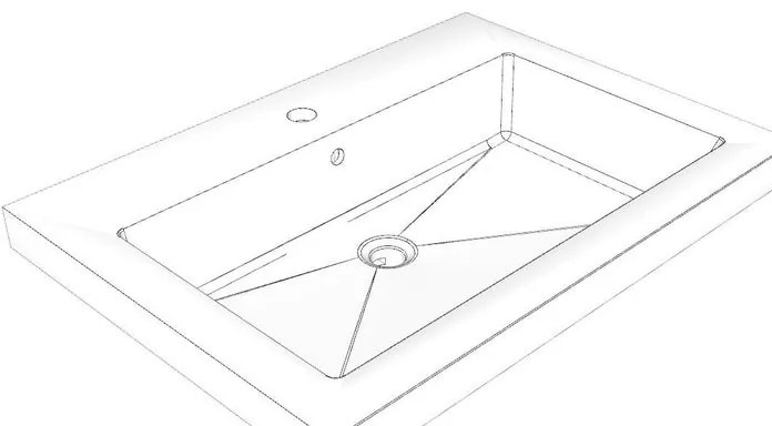 Lavabo da appoggio rettangolare in resina L 71 x H 5 x P 51 cm bianco