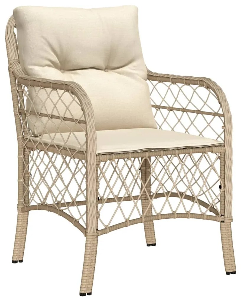 Set da pranzo da giardino 7 pz con cuscini beige in polyrattan