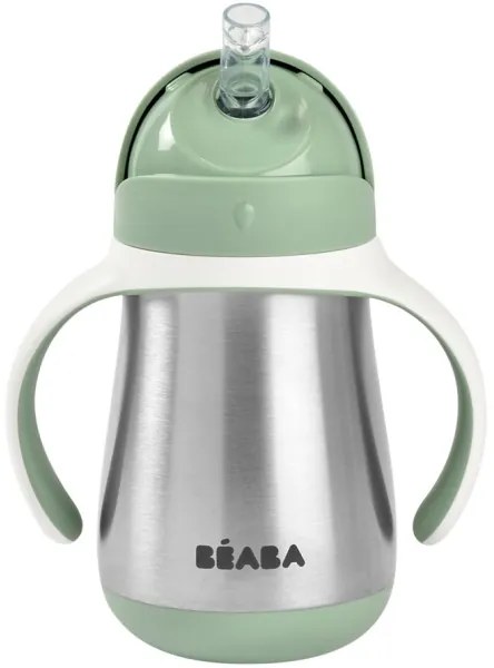 Beaba - Tazza termoisolante con cannuccia 250 ml verde