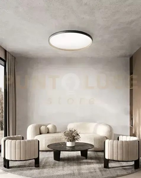 Plafoniera in alluminio nero opaco + oro opaco halo led 45w cct 300...