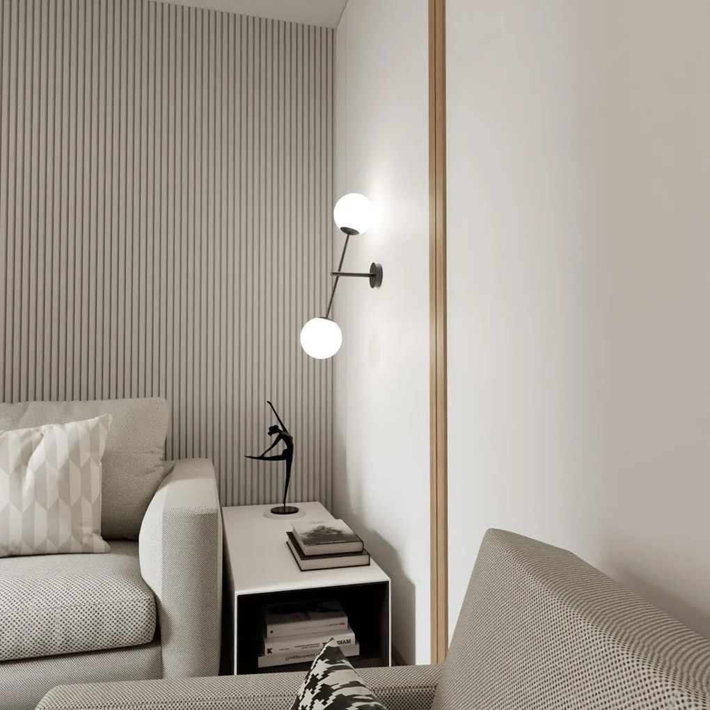 Applique da Parete in Acciaio e Vetro LINEAR K2 Nero 2xE14