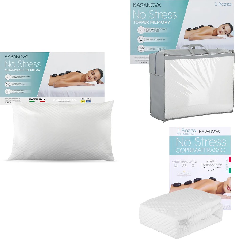 Kit singolo topper, coprimaterasso e cuscino No Stress