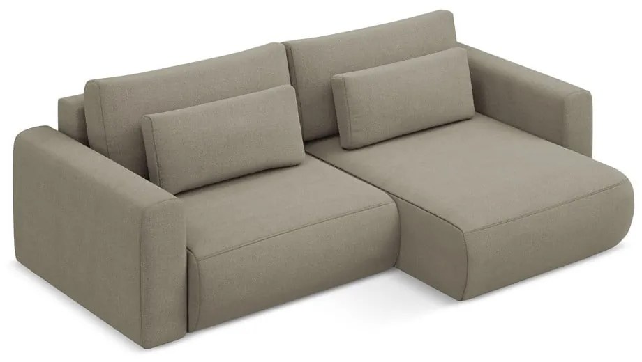 Divano angolare marrone chiaro allungabile/con contenitore (con penisola a destra/con chaise lounge) Kapua – Makamii