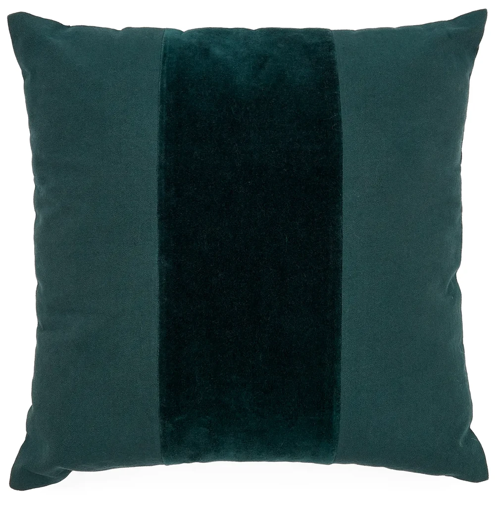 Kave Home - Federa cuscino Zaira 100% cotone e velluto verde scuro 45 x 45  cm