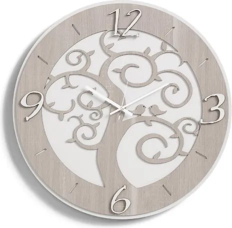 Orologio da parete D50 ALBERO DELLA VITA moderno in legno laminato BRC
