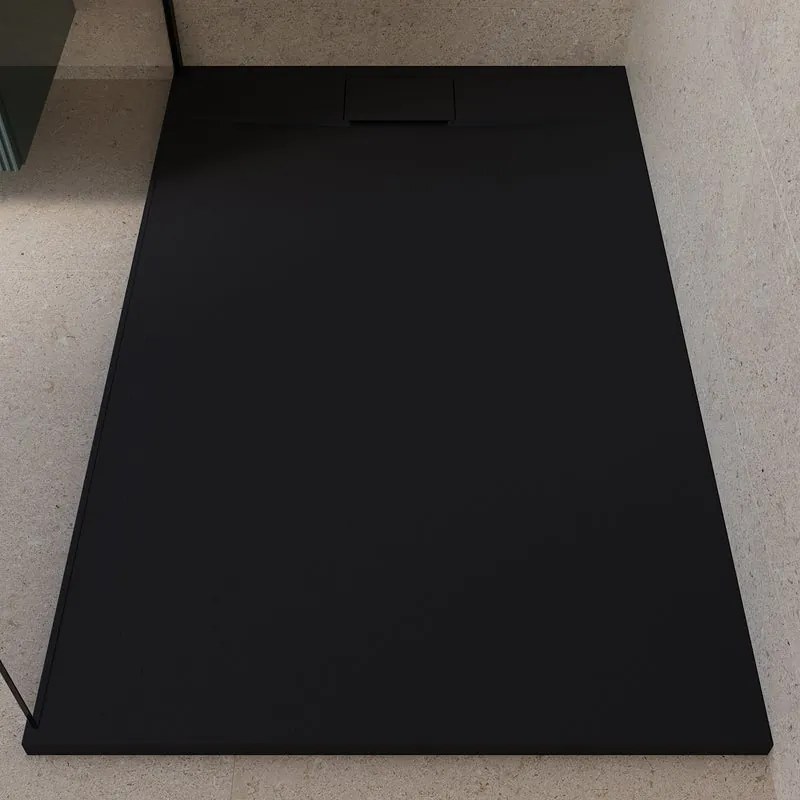 Piatto doccia SENSEA in composito minerale di resina gelificata Neo nero L 90 x L 160 x H 3.1 cm opaco