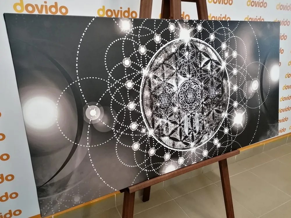 Stampa su tela – Mandala affascinante in bianco e nero