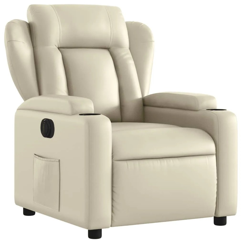 Poltrona reclinabile elettrica crema in similpelle