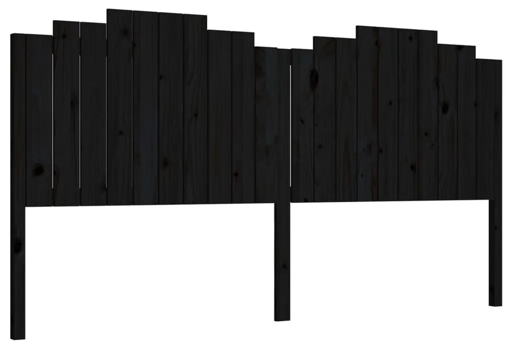Testiera per letto nera 206x4x110 cm in legno massello di pino