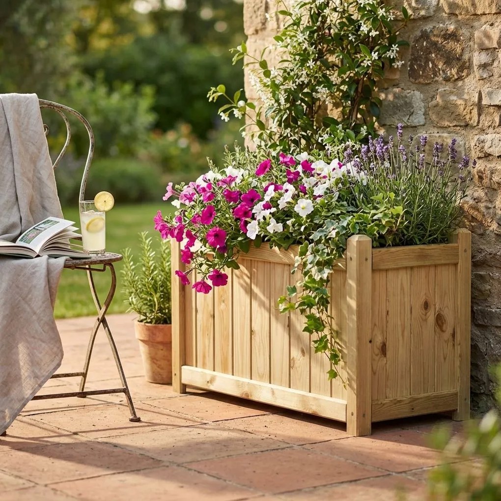 fioriera da giardino i in legno di pino impregnato in autoclave 40 x 80 cm