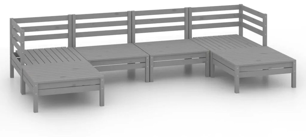 Set salotto da giardino 6 pz in legno massello di pino grigio