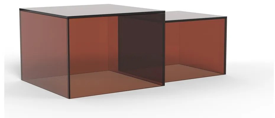 Set di tavolini da salotto marroni in vetro 2 pz 50x50 cm Dice – Actona