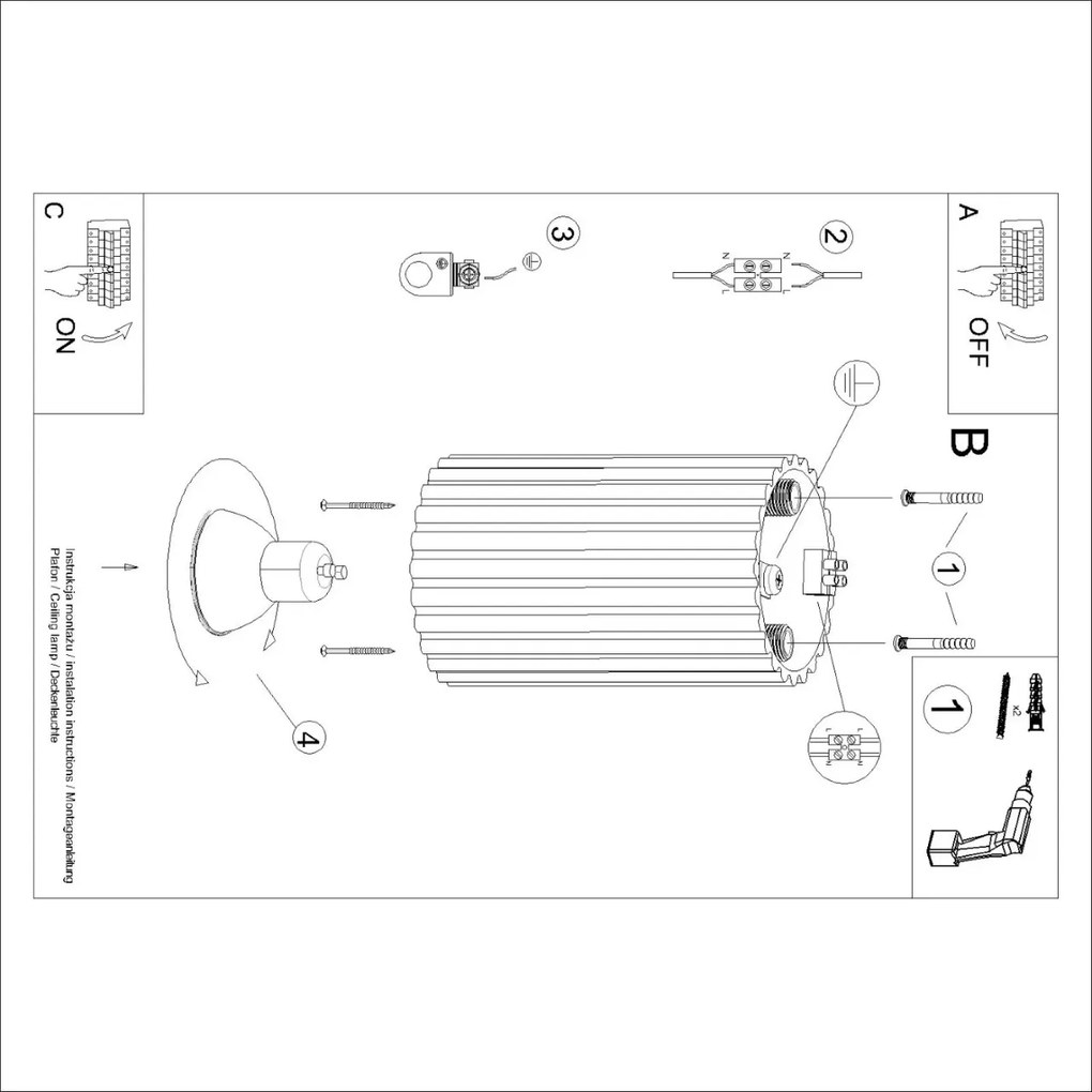 Applique da soffitto GU10 in Alluminio KARBON 10