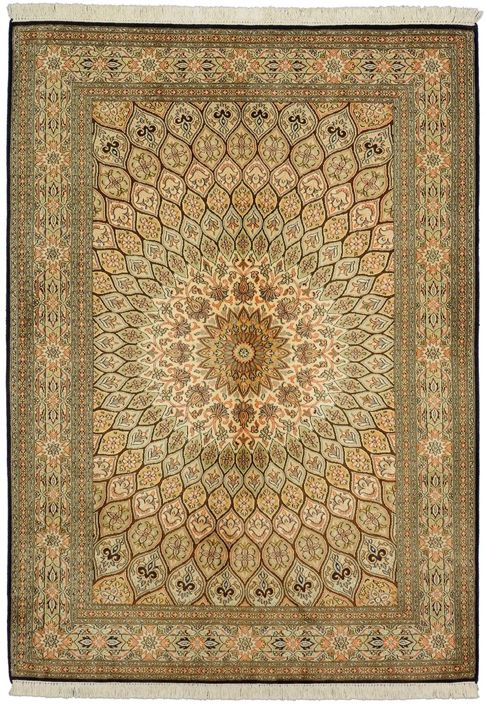 Cashmere Silk Tappeto 280 x 130 Beige (Indian) Annodato A Mano