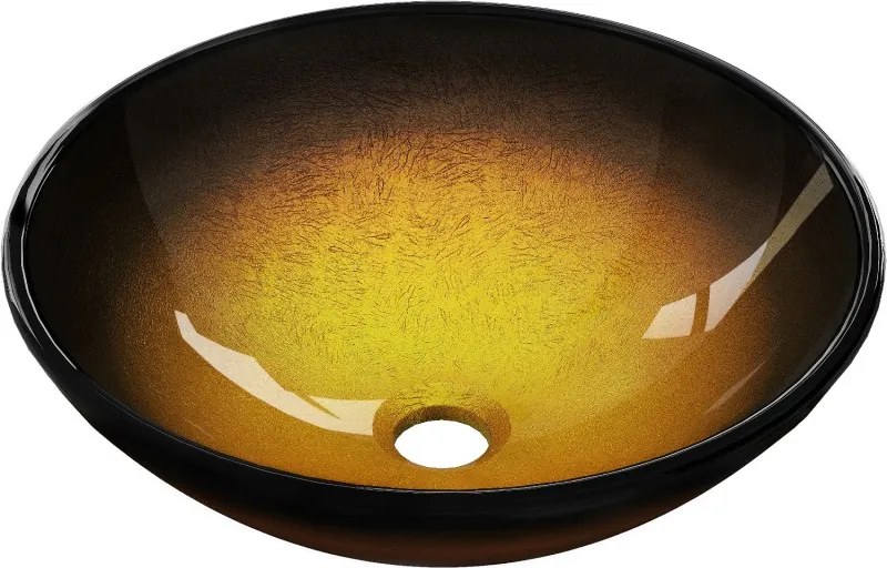 Mexen Mira lavabo in vetro da appoggio 42 x 42 cm, oro scuro - 24124251