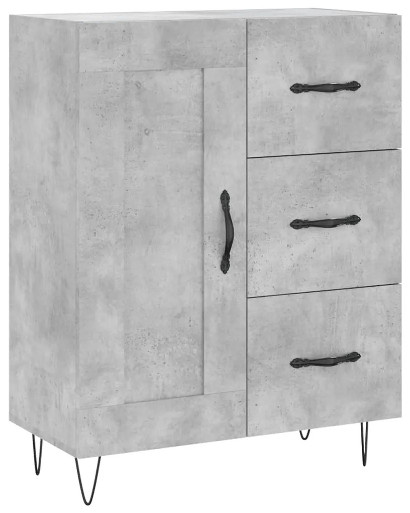 Credenza grigio cemento 69,5x34x90 cm in legno multistrato