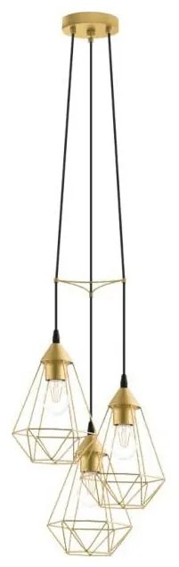 Eglo 79262 - Lampada a sospensione BYRON su cavo 3xE27/60W/230V, ottone