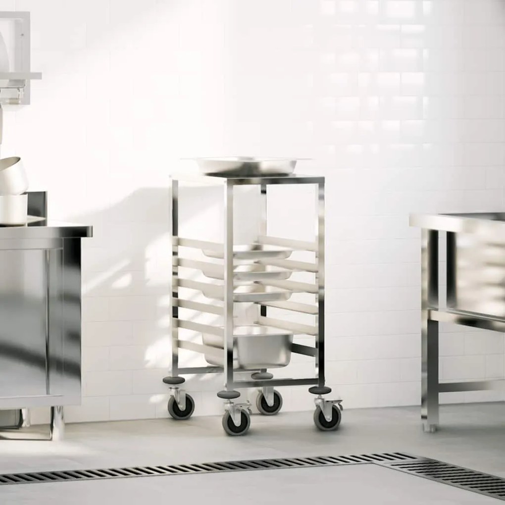 Carrello Portateglie Con 6 Gn Contenitori 39x55x87 Cm /