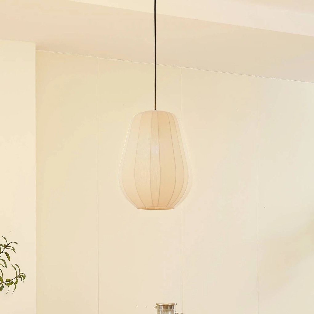 Lampada a sospensione Lindby Helin, beige, Ø 30 cm, tessuto