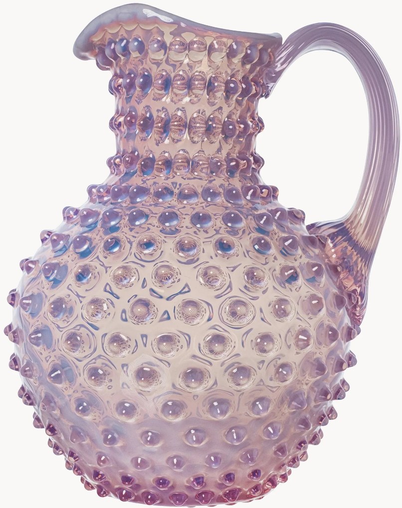 Brocca in vetro soffiato Hobnail