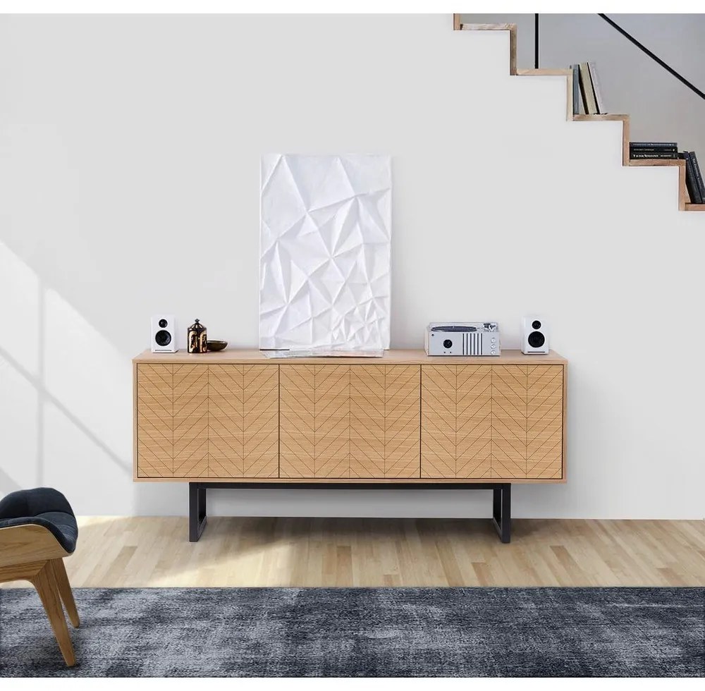 Cassettiera in rovere decorato, 175 x 75 cm Camden Herringbone - Woodman