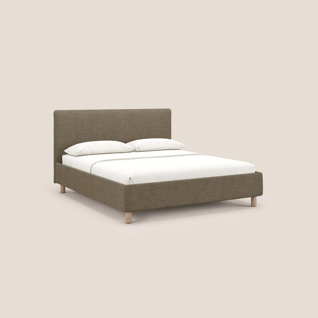 Serena letto contenitore salvaspazio scandinavo in tessuto fiammato impermeabile T03 marrone