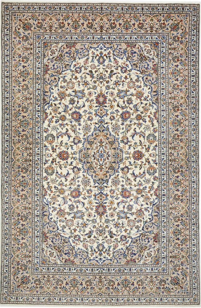 Kashan Tappeto persiano 200x300 Beige (Iran) Annodato A Mano