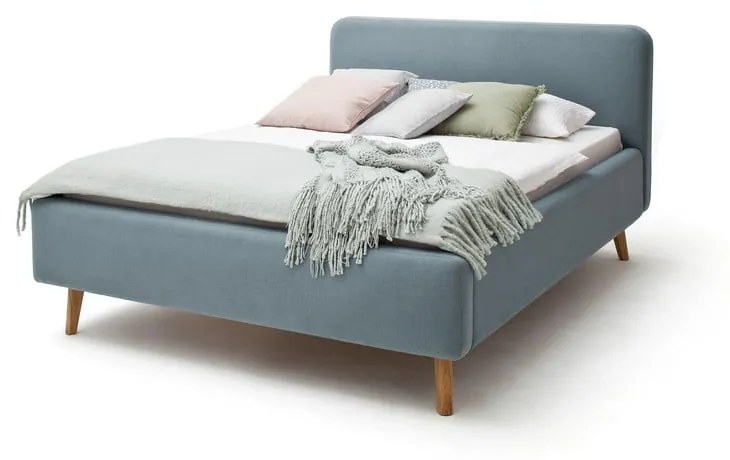 Letto matrimoniale imbottito blu/grigio 160x200 cm Mattis - Meise Möbel