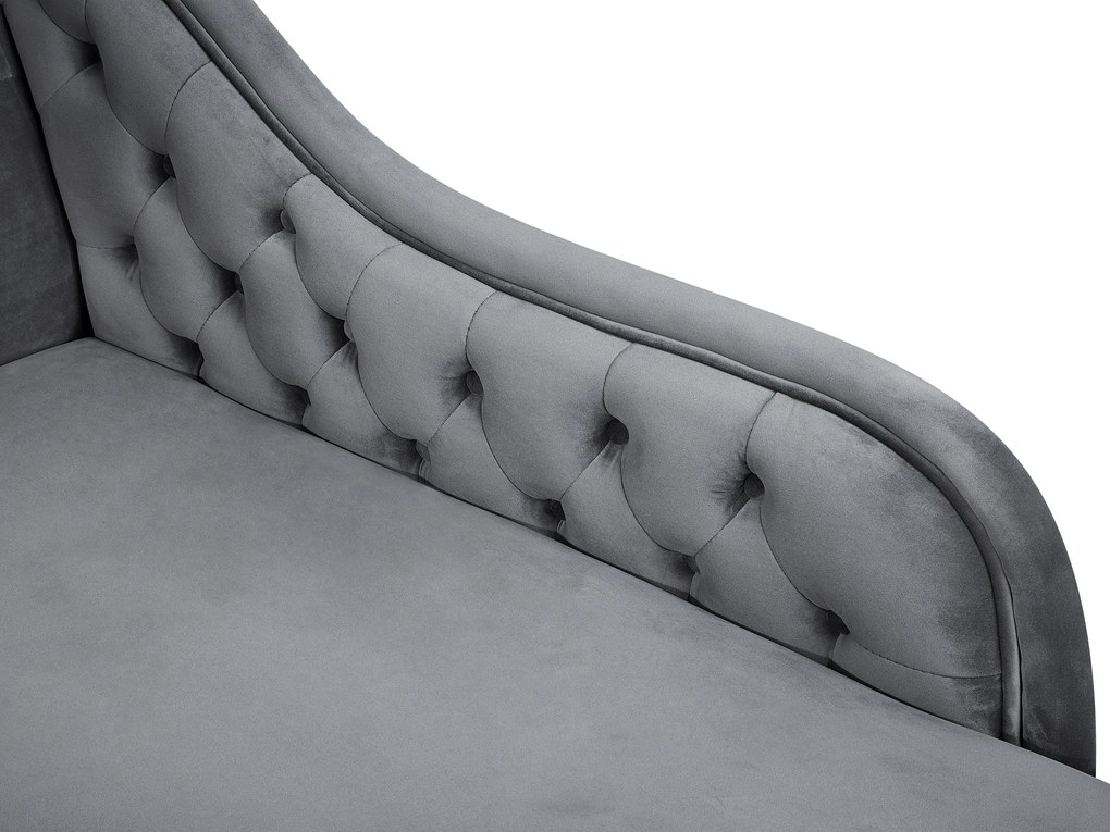 Chaise longue sinistra in velluto grigio NIMES Beliani
