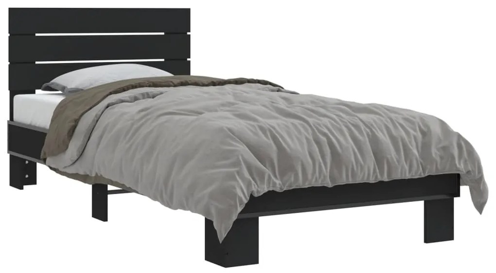 Giroletto Nero 90x200 Cm İn Legno Multistrato E Metallo /