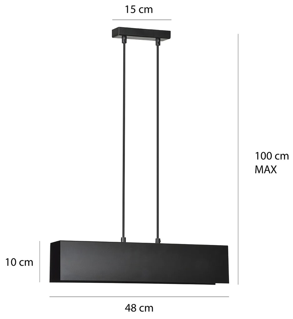 Lampadario Moderno 2 Luci Hachiman In Acciaio Nero