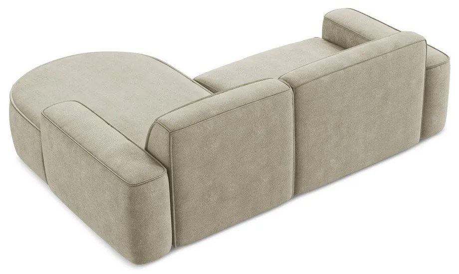 Divano angolare beige (con penisola a destra/con chaise lounge) con rivestimento in ciniglia Omao – Makamii
