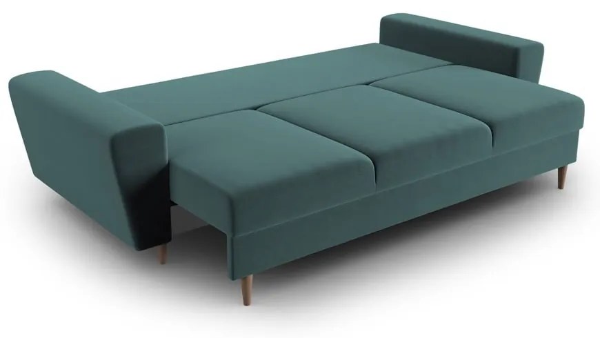 Divano color petrolio allungabile e con contenitore con rivestimento in velluto 235 cm Kyoto – Cosmopolitan Design
