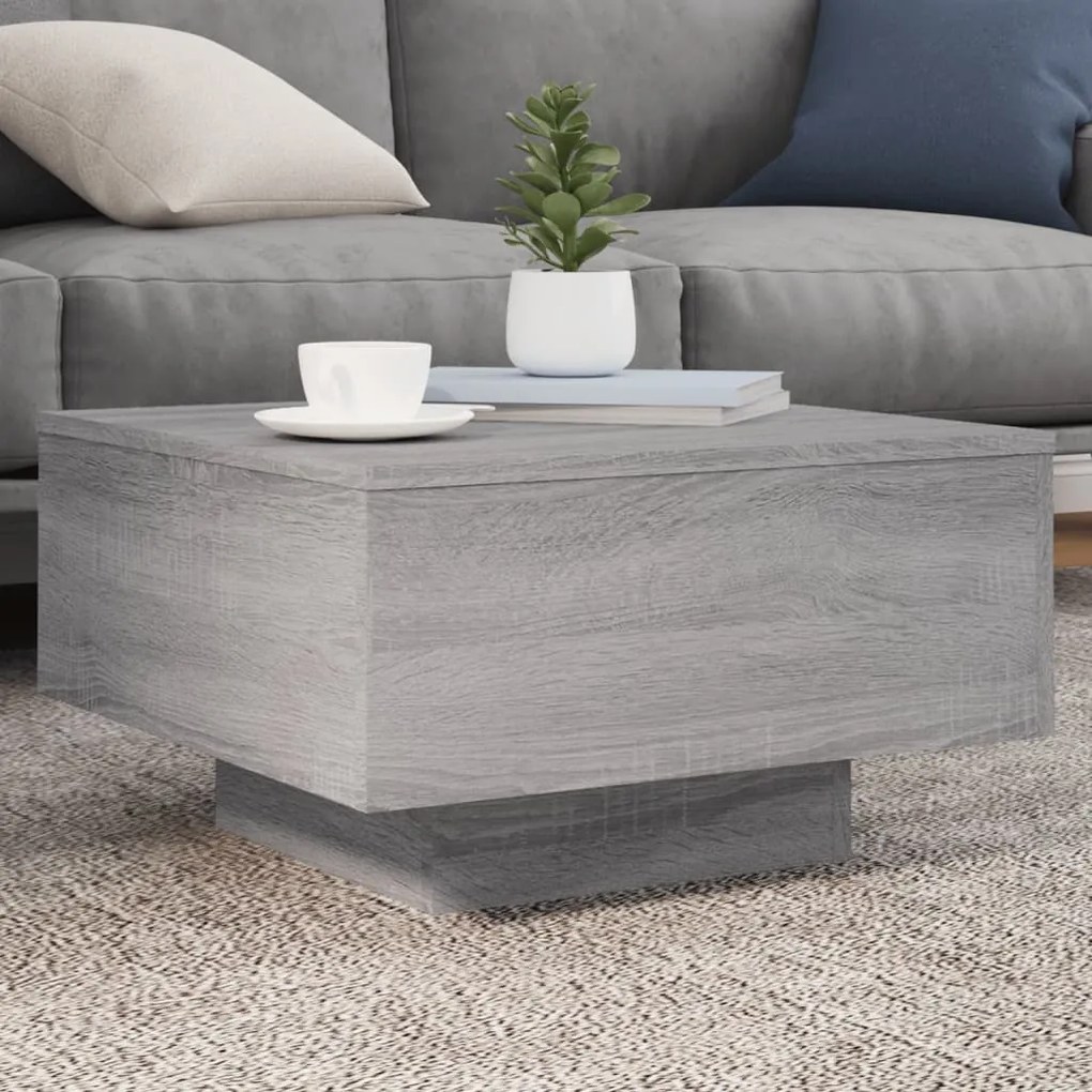 Tavolino Da Soggiorno Con Luci Led Grigio Sonoma 55x55x31 Cm /