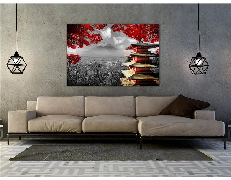 Quadro Japanese Adventure (1 Part) Wide  Colore Rosso, Dimensioni e Misure 120x80