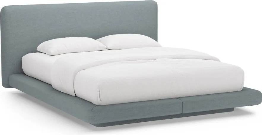 Letto matrimoniale imbottito azzurro 160x200 cm Linea – Micadoni