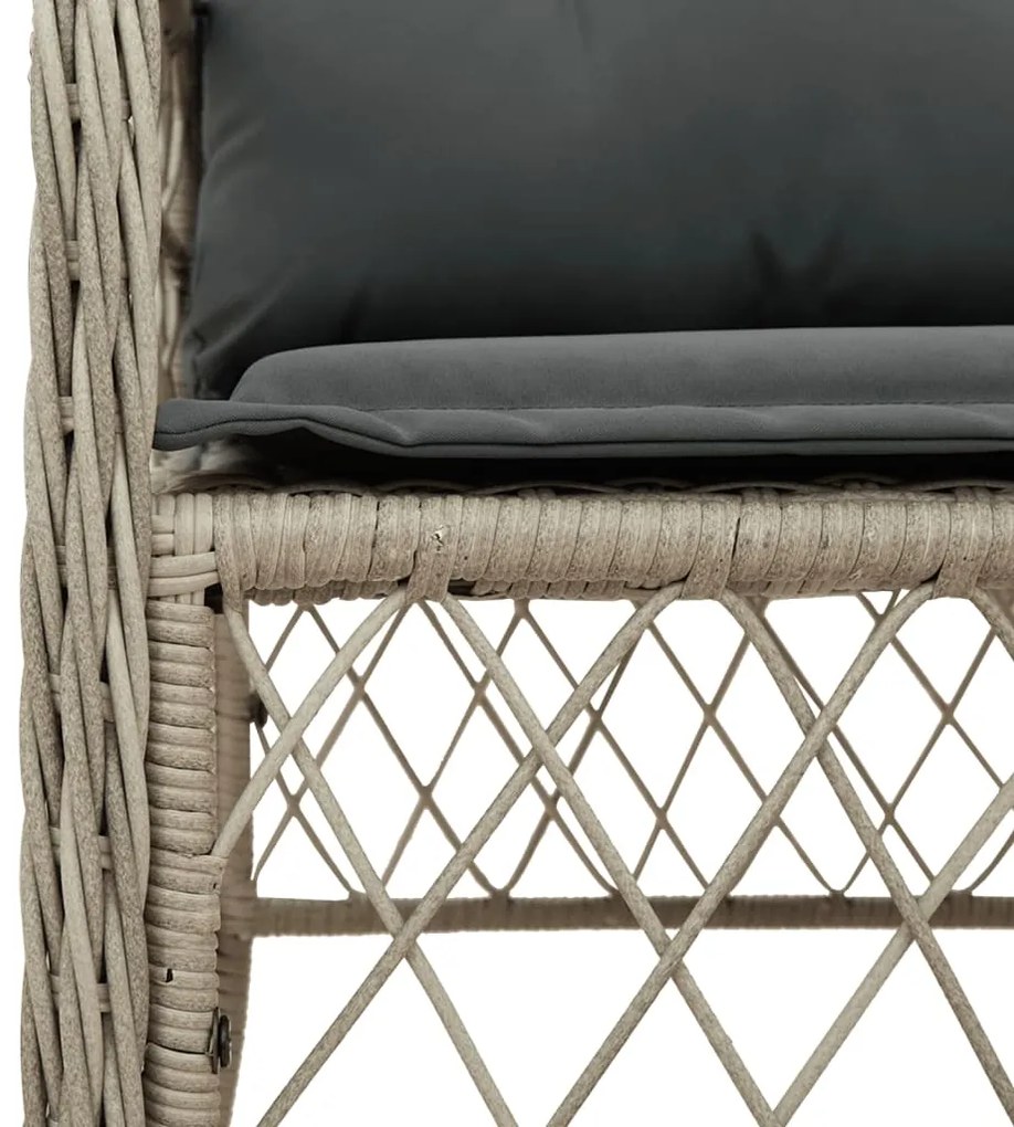 Set pranzo da giardino 9pz con cuscini grigio chiaro polyrattan
