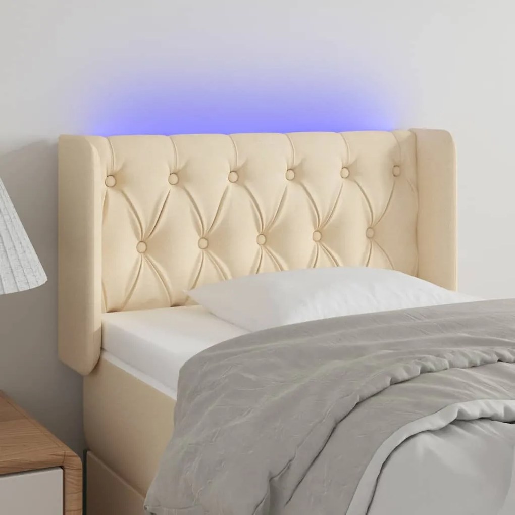 Testiera A Led Crema 83x16x78/88 Cm İn Tessuto /