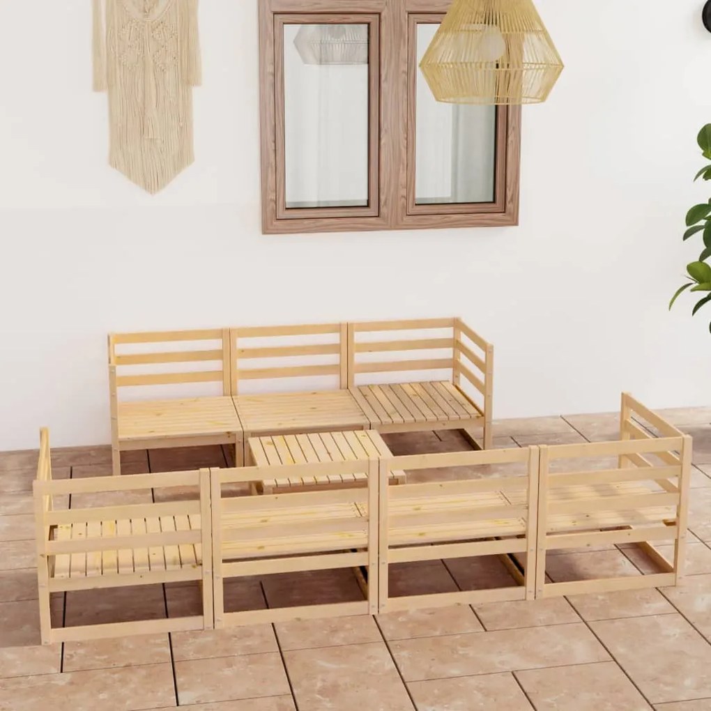 Set divani da giardino 8 pz in legno massello di pino