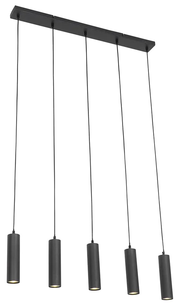 Lampada a sospensione intelligente nera con 5 GU10 Wifi - Jeana